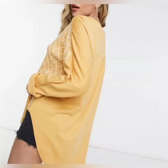 Free People Henley Embroidered Long Sleeve - Picture 3 of 13